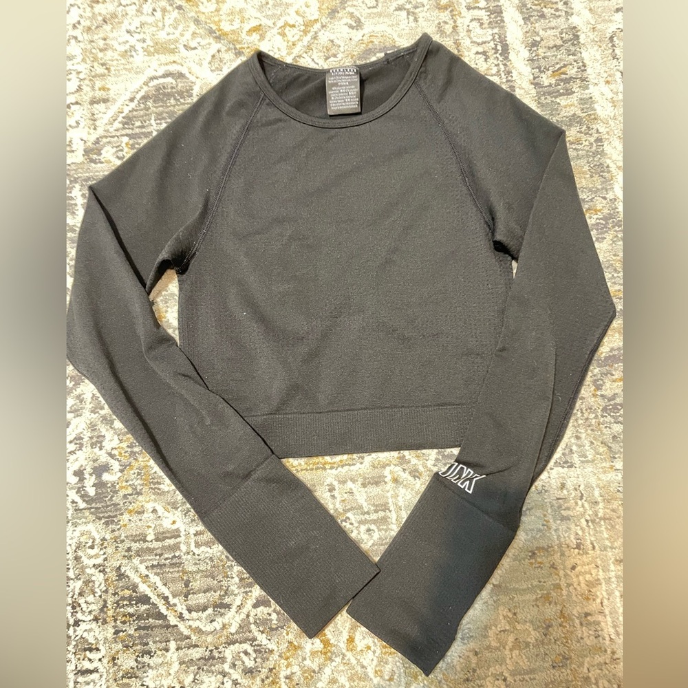 PINK black athletic long sleeve, size small